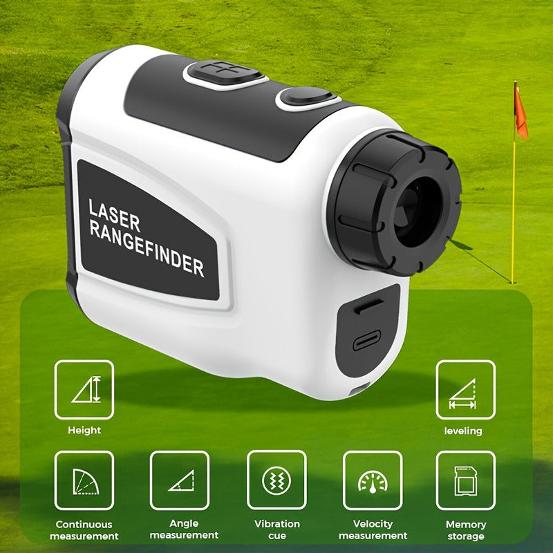 White Golf Laser Rangefinder, Model LAB12 with 1200-Yard Source Rating, 6x Optics and USB Charging