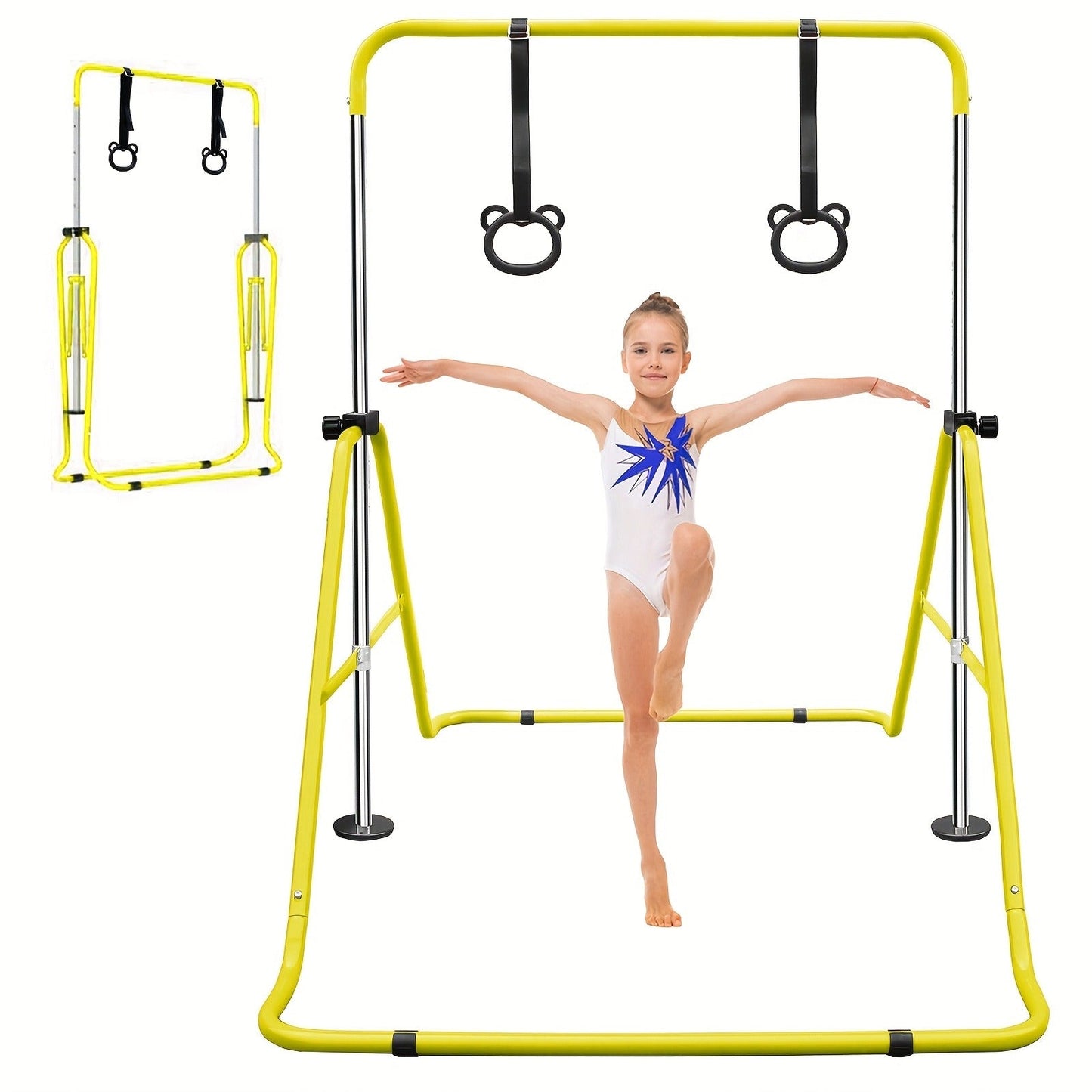 Adjustable Gymnastics Pull-Up Bar for Kids & Teenagers – Height Adjustable Horizontal Bar for Indoor Outdoor Home Use