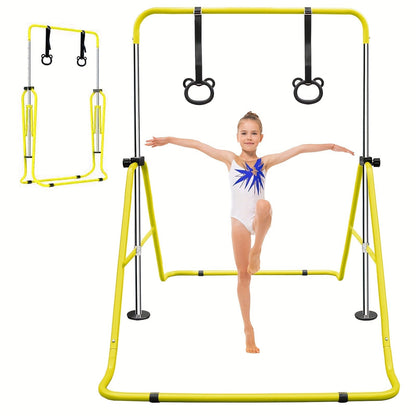 Adjustable Gymnastics Pull-Up Bar for Kids & Teenagers – Height Adjustable Horizontal Bar for Indoor Outdoor Home Use