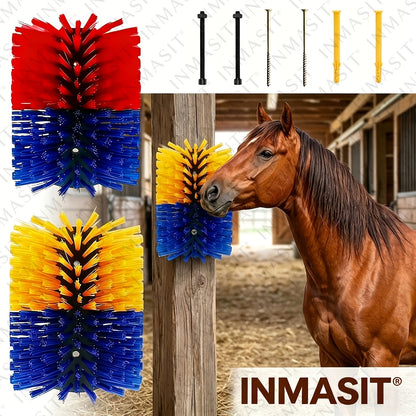 Livestock Grooming Brush Scratcher 8.7" – All-in-One Massage & Itch Relief Tool for Horse, Cow, Goat & Pig | Easy Install with 4 Screws