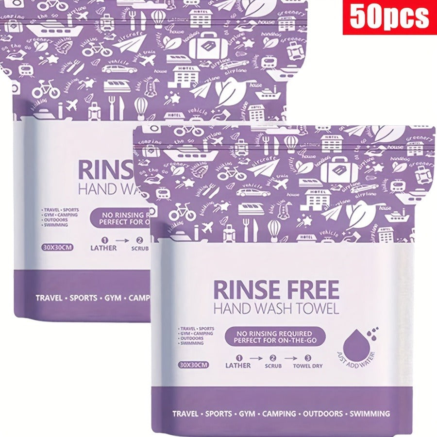 Disposable No-Rinse Soap Towel Sheets for Travel Camping Gym - Portable Foam Bath Towel for Bath Time, Home Spa and Personal Care
