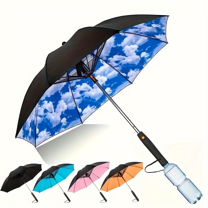 UV Protection Sun & Rain Umbrella with Black Vinyl Coating – 8-Rib Aluminum Frame Windproof Parasol for Outdoor Sun Protection
