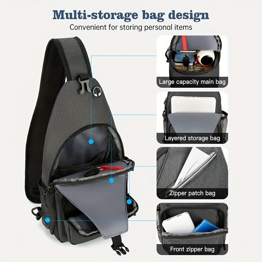 Lightweight Multi-Pocket Sling Crossbody Bag for Women and Men with Zip Compartments and 14 Color Styles