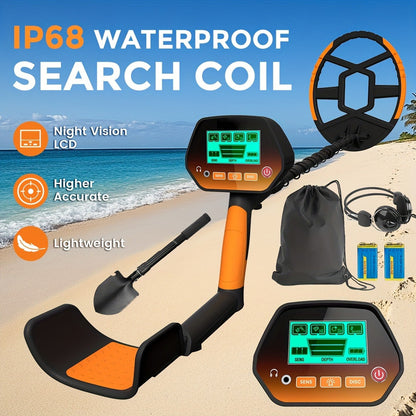 Metal Detector with LCD Display 8-Inch Coil 4 Modes Waterproof for Coins Relics Gold