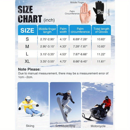 Black Full-Finger Winter Gloves with Touch-Panel Fingertips and Complete S, M, L and XL Size Options
