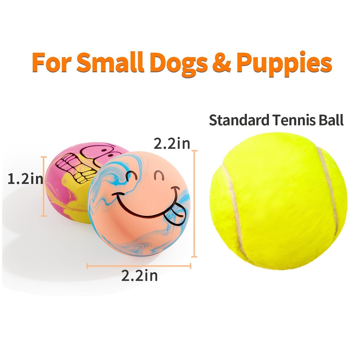 Six-Pack Squeaky Latex Dog Ball Set with Assorted Cartoon Faces and 2.2-Inch Pictured Diameter