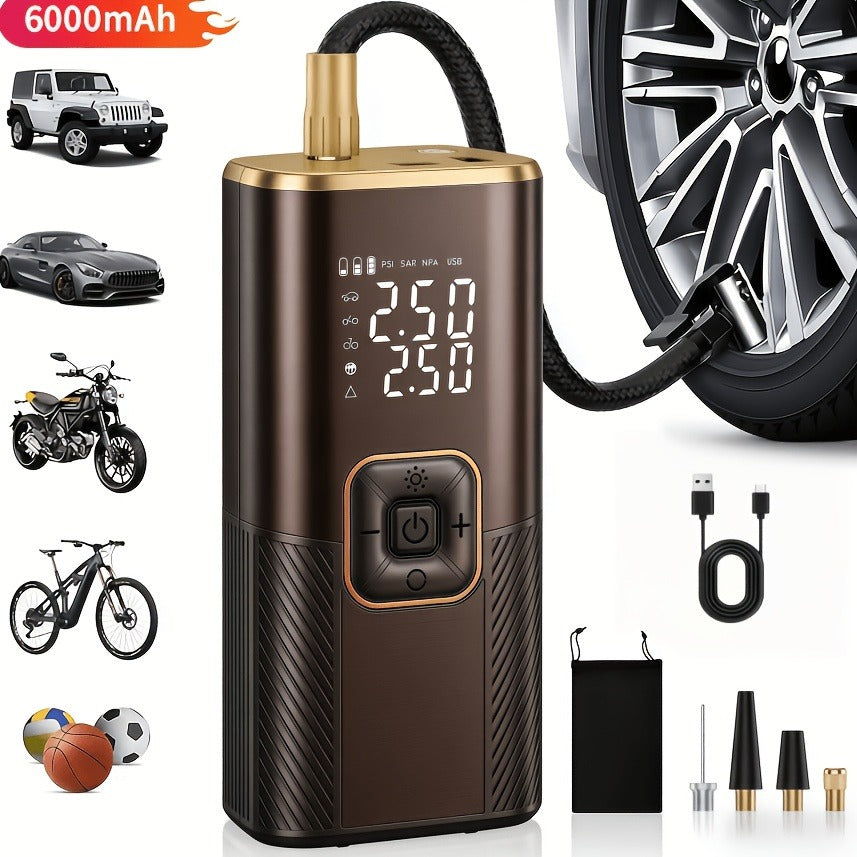 Portable Wireless Tire Inflator Air Compressor Digital Display Fast Pump Lithium Battery for Car Motorcycle Bike Emergency Inflation