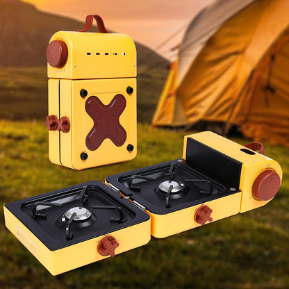 Portable Propane Stove 2-Burner 16000 BTU, Collapsible Camping Stove with Carrying Bag & Side Shelves