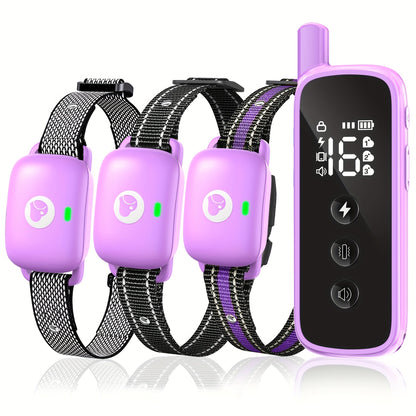 Dog Training Collar with Remote – Rechargeable E-Collar with 2600Ft Range, Beep, Vibration & Shock Modes, Security Lock | 1, 2 or 3 Dog Sets