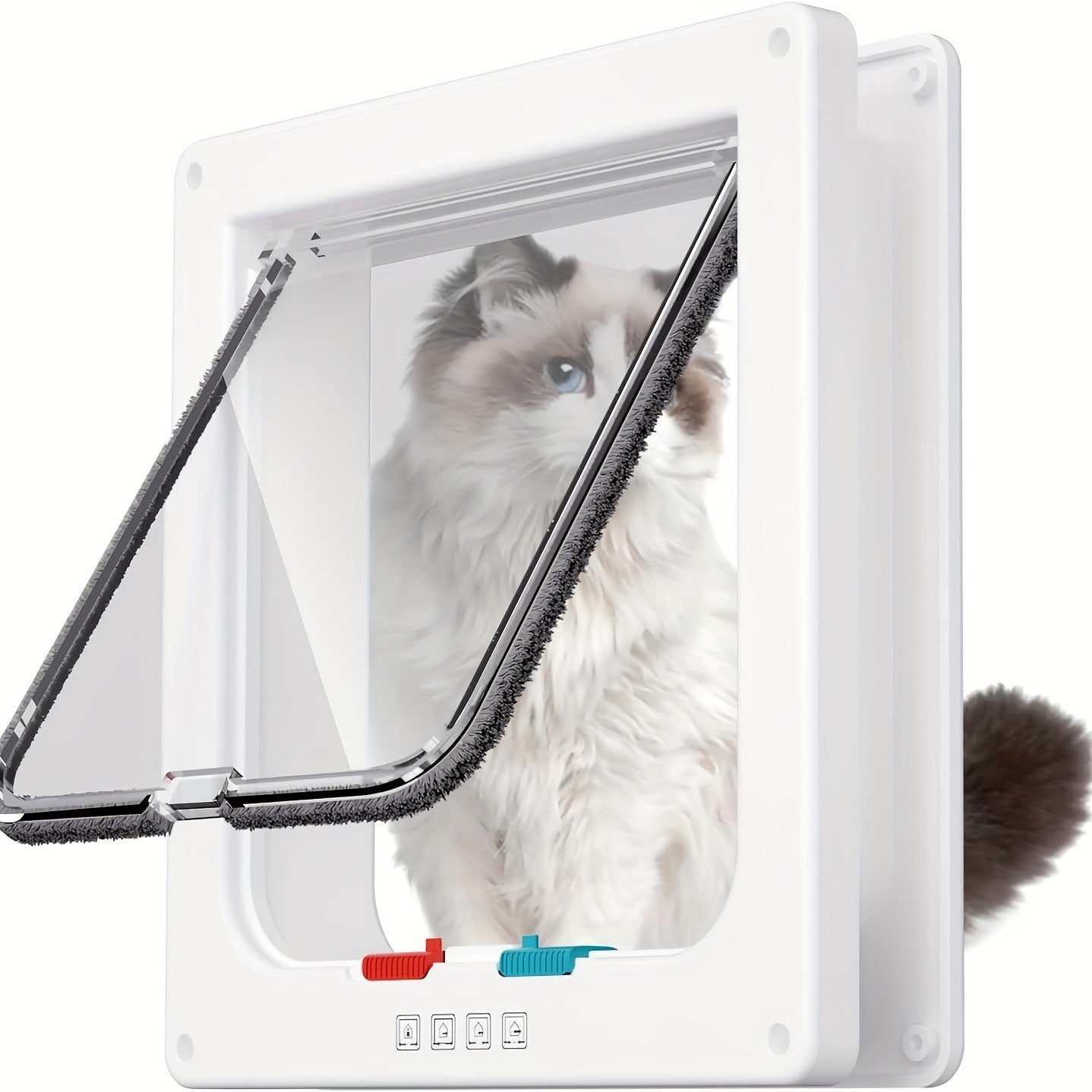 Cat Door & Dog Door with 4-Way Safety Lock – Weatherproof Flip Pet Door for Cats & Dogs, M/L/XL Sizes in White, Black & Coffee