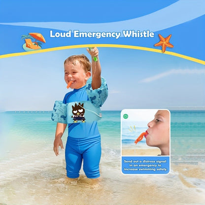 Kids Adjustable Swim Vest for Toddlers Ages 1-9 – Lightweight Floating Jacket, Cute Blue Cartoon Pattern, Patented Safety Design for Boys