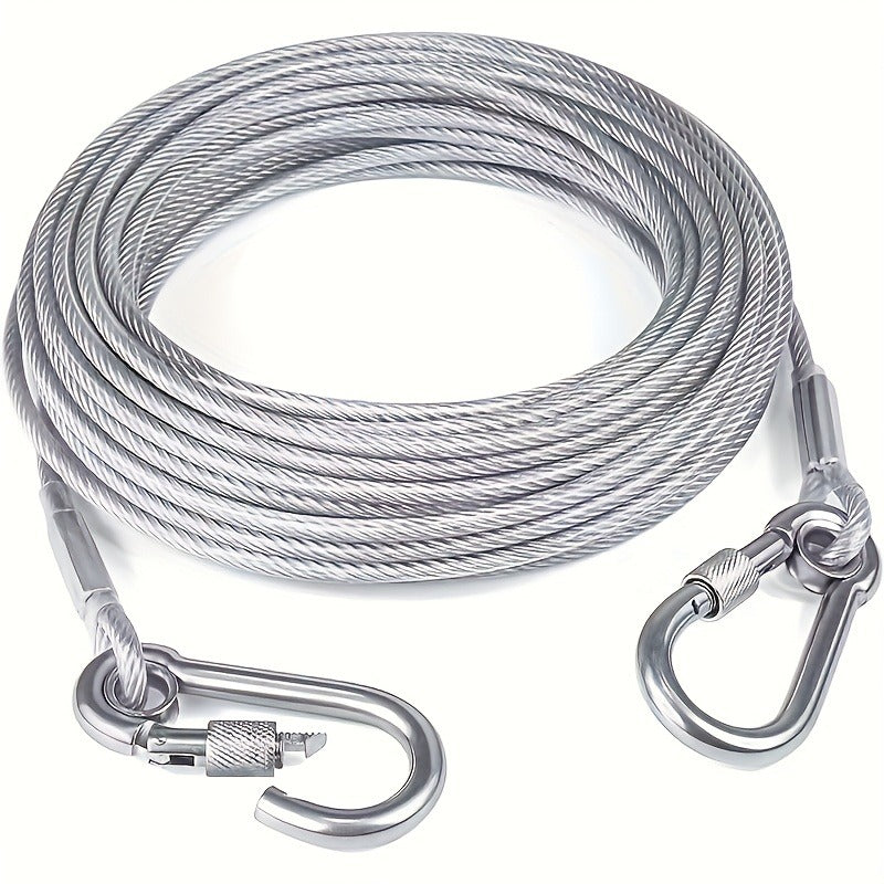 Stainless Steel Dog Leash Reflective Rust-Resistant Heavy Duty Cable Tie-Out for Medium Large Dogs Outdoor Yard Camping 3XL 4XL