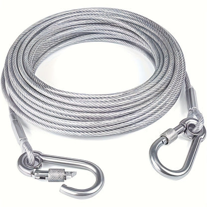 Stainless Steel Dog Leash Reflective Rust-Resistant Heavy Duty Cable Tie-Out for Medium Large Dogs Outdoor Yard Camping 3XL 4XL
