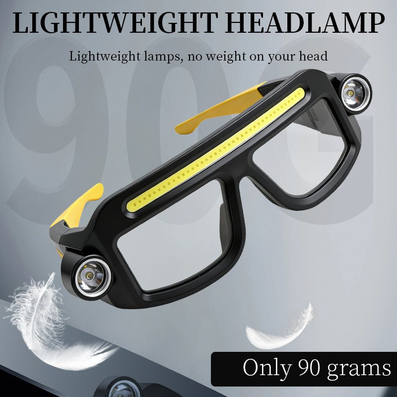 LED Headlamp Glasses 2-Pack, Head-Worn Flashlight with Flashing Mode for Night Running, Cycling, Fishing, Camping, Hiking