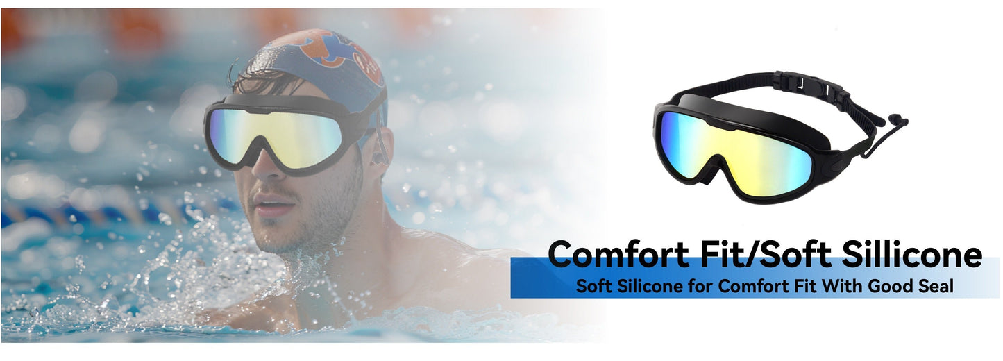 Anti-Fog Swim Goggles 2-Pack UV Protection Wide Lens Adult
