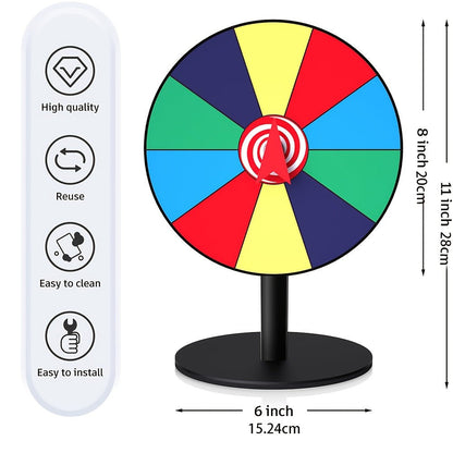 Tabletop Spinner Wheel 10 Slot – 8 Inch Heavy Duty Iron Base Prize Wheel for Carnival Games, Trade Show Spin Wheel, Party Supplies