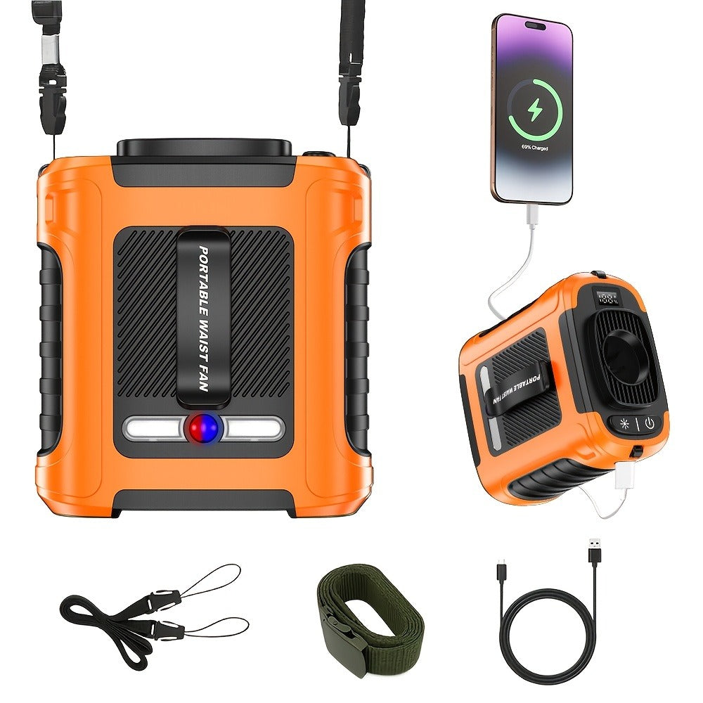 Wearable Neck Fan Rechargeable 10000mAh, 5-in-1 Portable USB Fan 22000RPM Brushless Motor, 5 Wind Speeds, LED Power Indicator