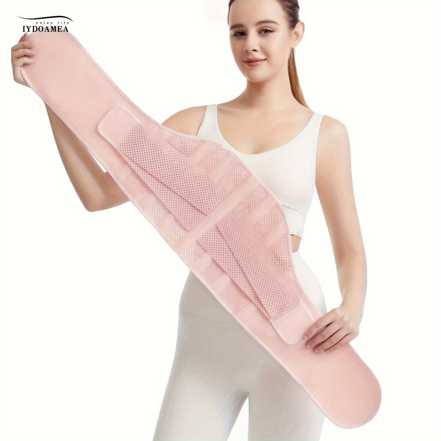 Breathable Back Brace Air Mesh with 4 Steel Plates & 2 Spring Stays – Anti-Skid Adjustable Lumbar Support Belt for Work, Men Women