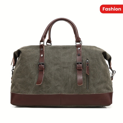 Canvas Weekender Bag Large Capacity Travel Duffel Overnight Bag Zipper Canvas Holdall Tote Satchel Handbag for Men Women Black Navy Army