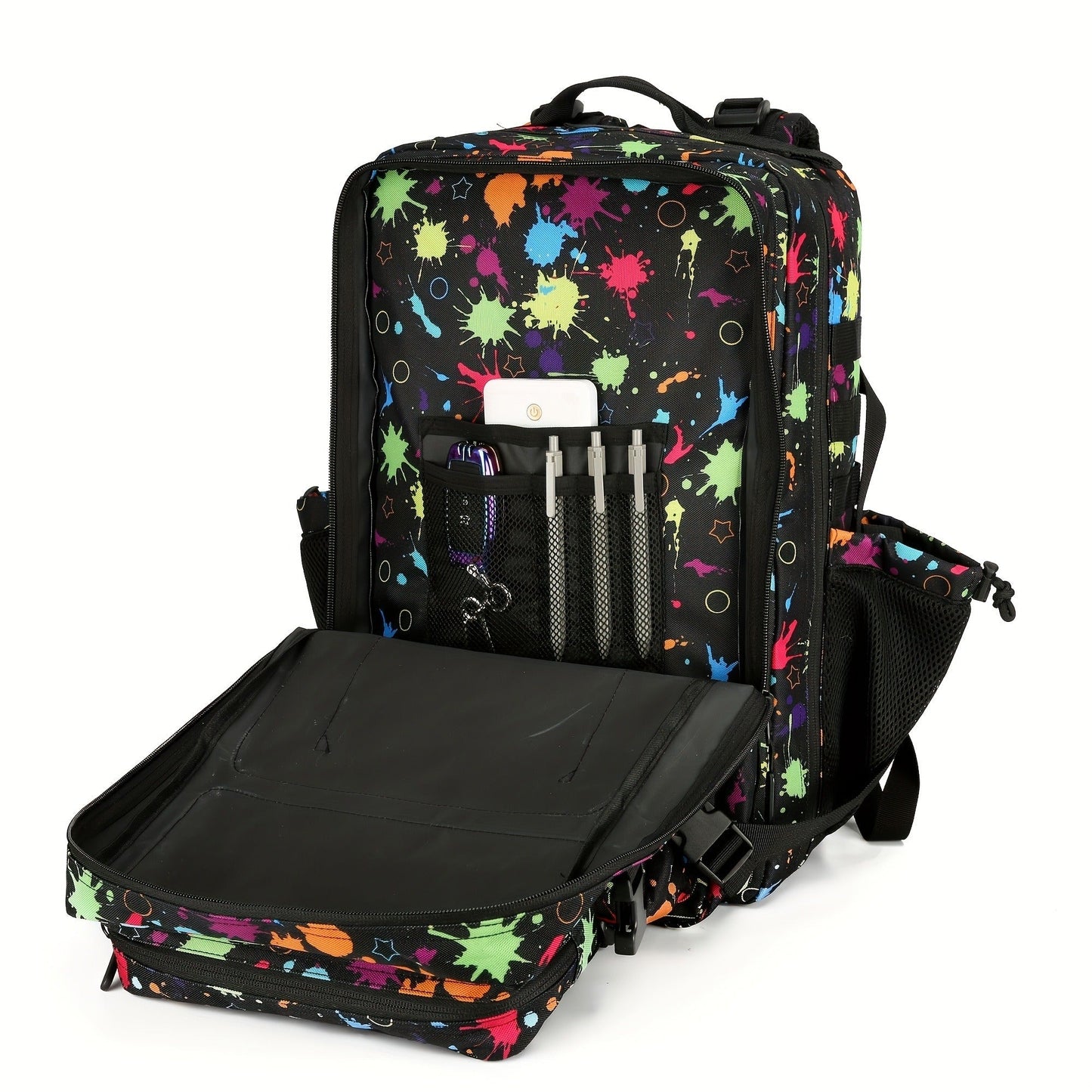 Large Hiking Backpack 45L Fluorescent Tie Dye – Lightweight Daypack for Camping, Travel, Cycling, Fitness & School