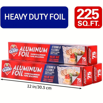 Aluminum Foil Roll 12 Inch Wide Restaurant Grade, Food Safe Disposable Wrapping for Burritos, Hot Dogs & Sandwiches