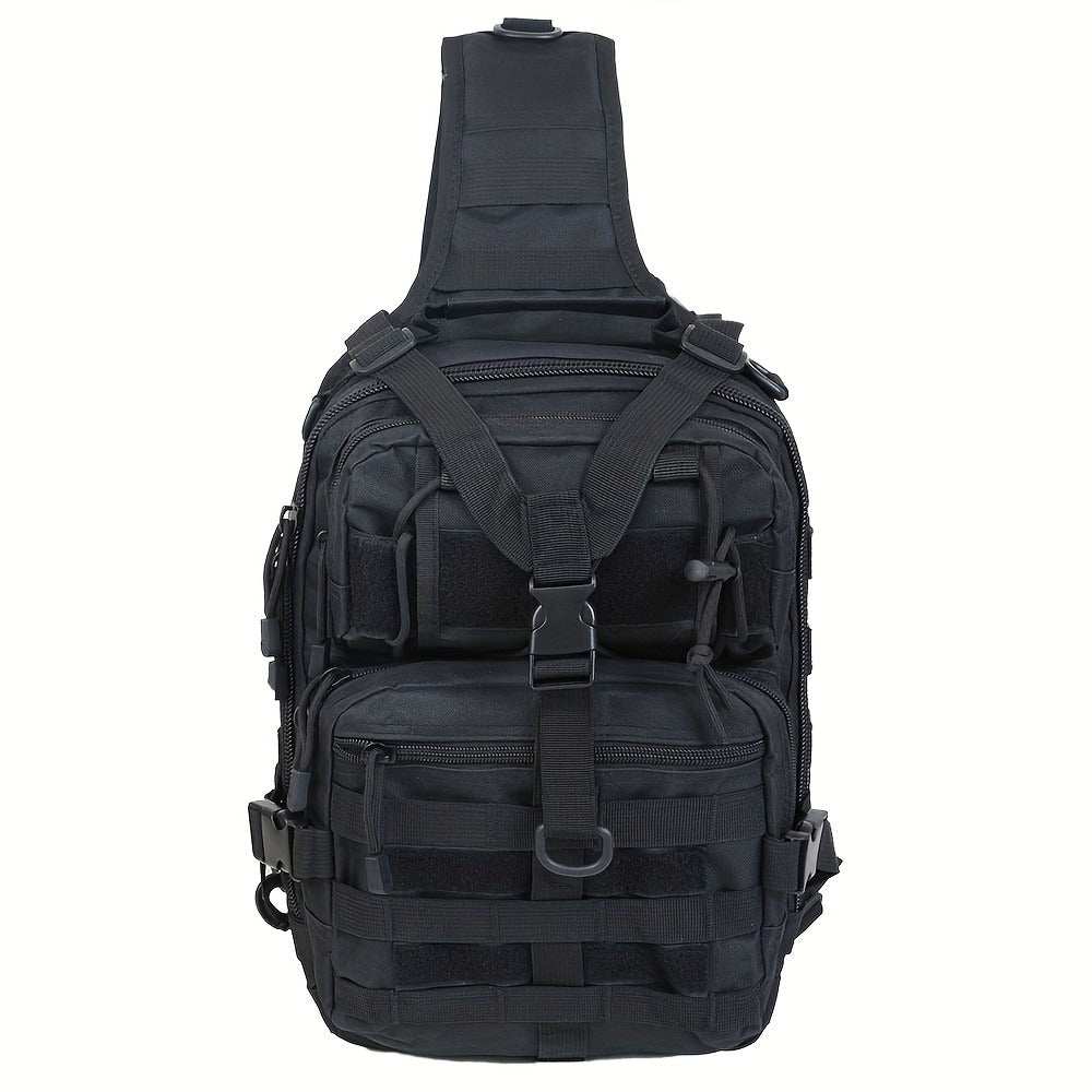 Multi-Pocket Tactical Chest Sling Bag with Adjustable Shoulder Strap in Black, Fern Green or Khaki