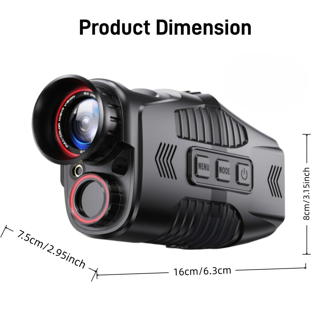 Night Vision Monocular with 850nm IR Illuminator, 5X Digital Zoom 2.5K FHD Camera 1.54" Display, Infrared Night Vision Scope for Hunting