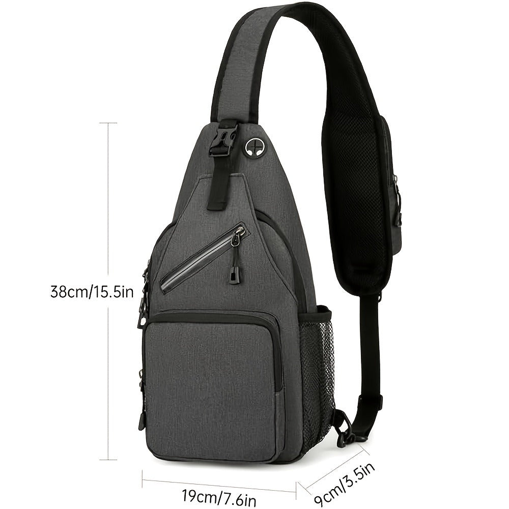 Sling Bag Two-Pack in Dark Gray and Light Gray Oxford Cloth with Crossbody Chest Carry and Zippers