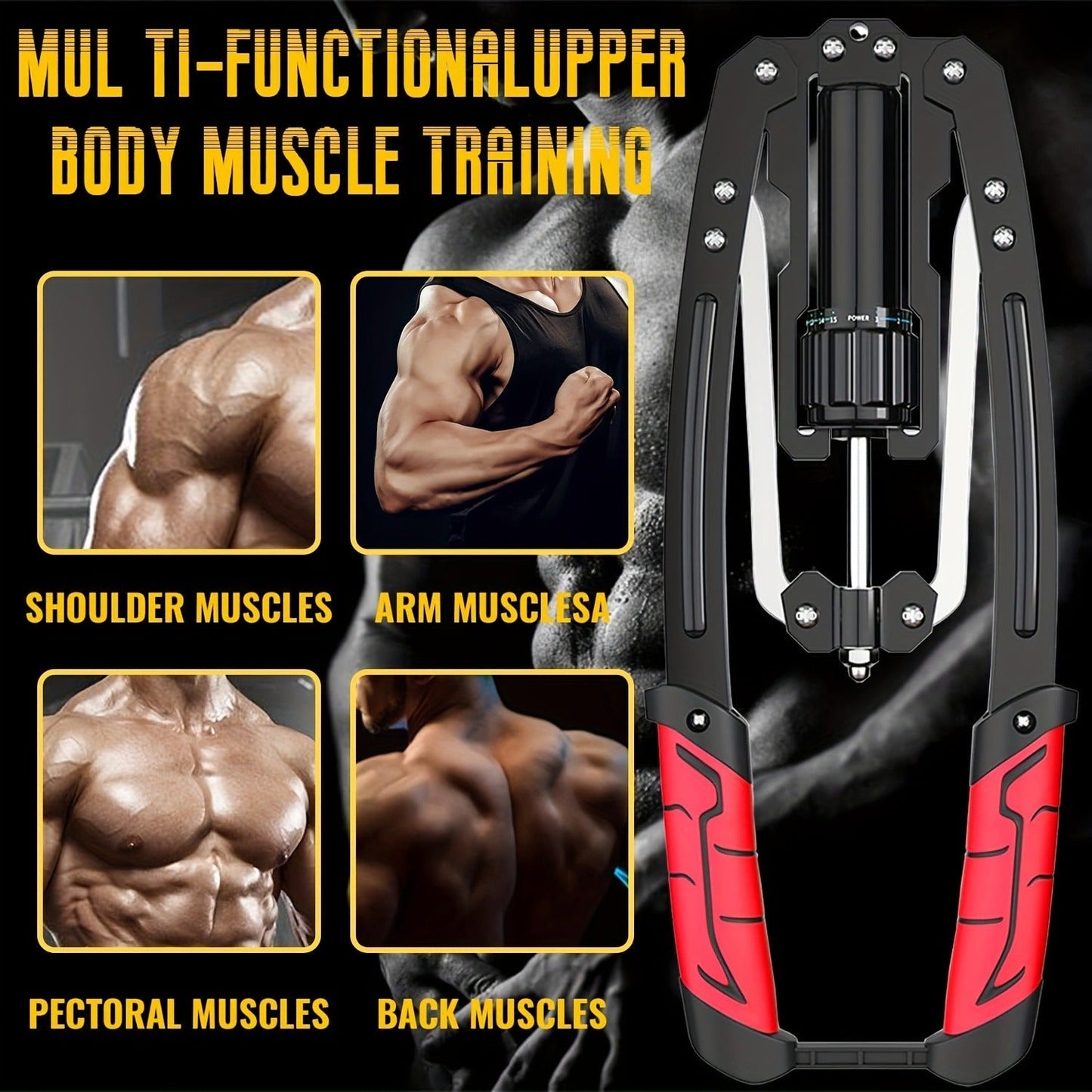 Hydraulic Arm Trainer Adjustable Resistance 22-440 lbs Carbon Steel Home Gym Equipment Chest Shoulder Back Multi-Muscle Workout Foldable