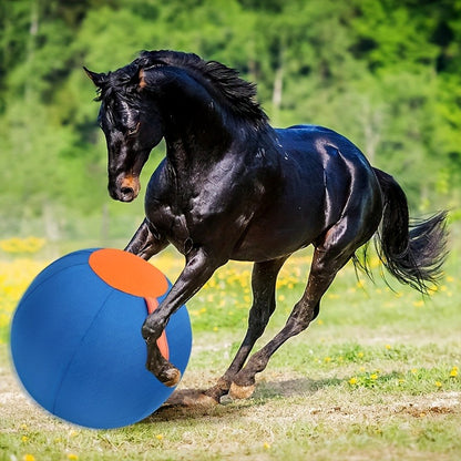 Horse Training Ball 21.7" Anti-Burst Silicone Grazing Ball with Cover & Hanging Belt for Horses Goats Dogs