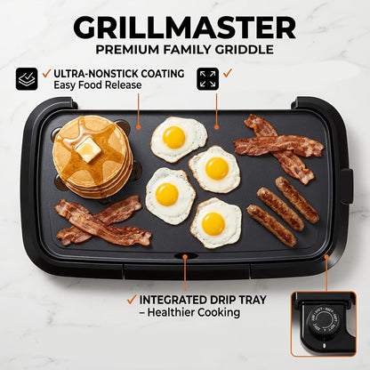 Electric Griddle Non-Stick Teppanyaki Grill Pan, Frying & Grilling All-in-One for Eggs, Steaks, Bacon