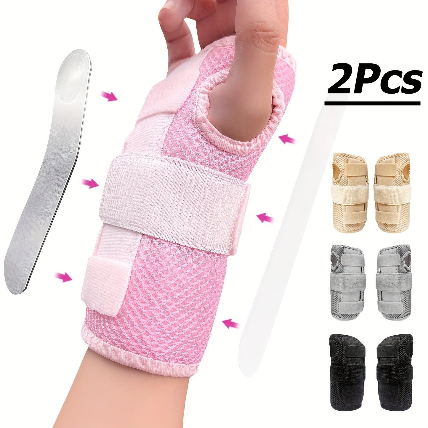 Wrist Brace with Double Splint Support & Triple Compression – 1 Pair Breathable Hook-and-Loop Wrist Guard for Sports