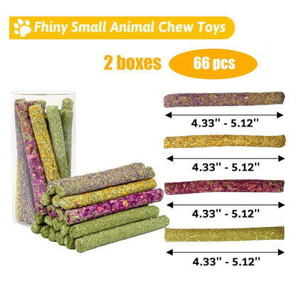 Timothy Hay Sticks 66pcs – Natural Handmade Chew Toys & Treats for Rabbits, Guinea Pigs, Hamsters, Chinchillas, Rats & Gerbils
