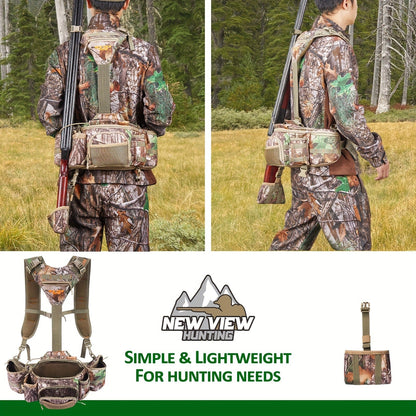 Hunting Fanny Pack for Men with 9 Pockets – Camouflage Waist Bag with Rifle & Bow Holder, Adjustable Strap & Buckle Closure for Hunters