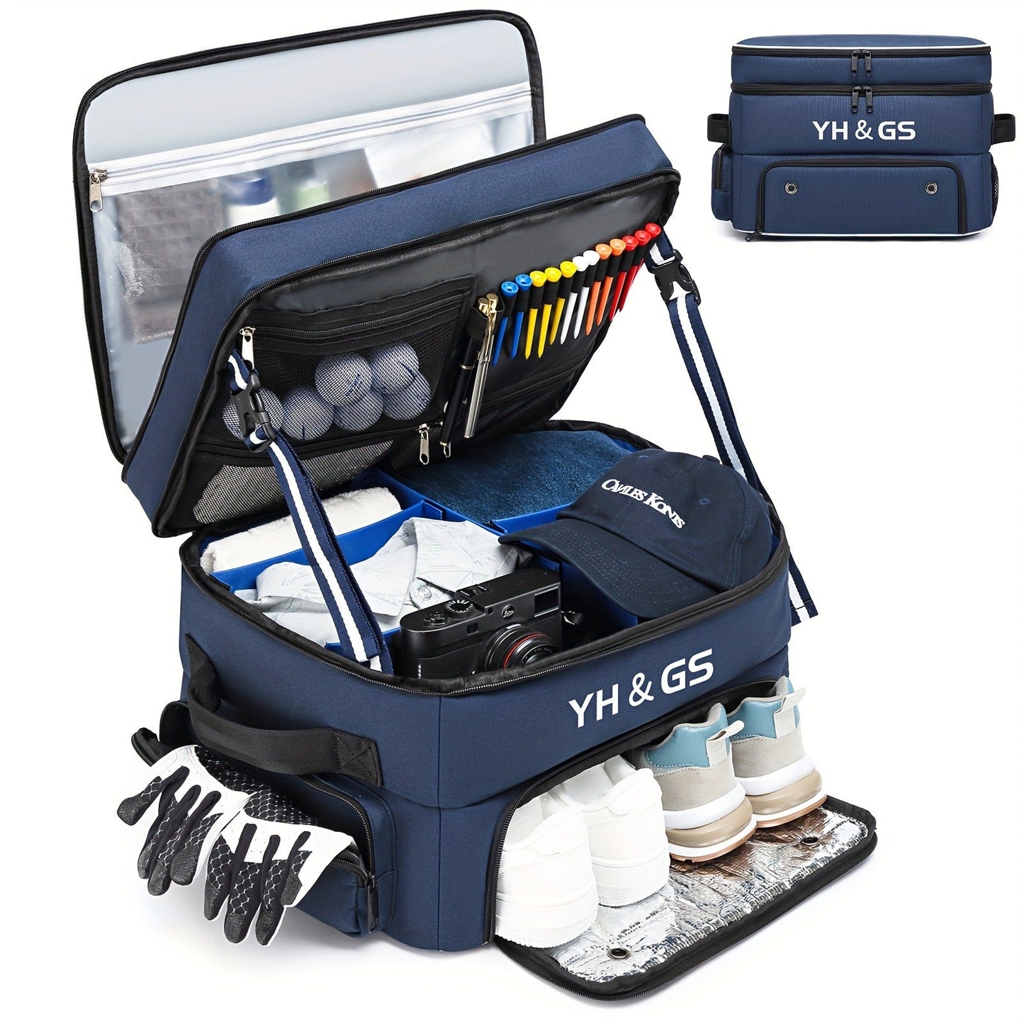 Oxford Fabric Golf Travel Bag Sturdy Double Layer Trunk Organizer with Zipper Closure Compact Golf Gear Storage Bag for Clothes Accessories