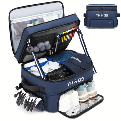 Oxford Fabric Golf Travel Bag Sturdy Double Layer Trunk Organizer with Zipper Closure Compact Golf Gear Storage Bag for Clothes Accessories
