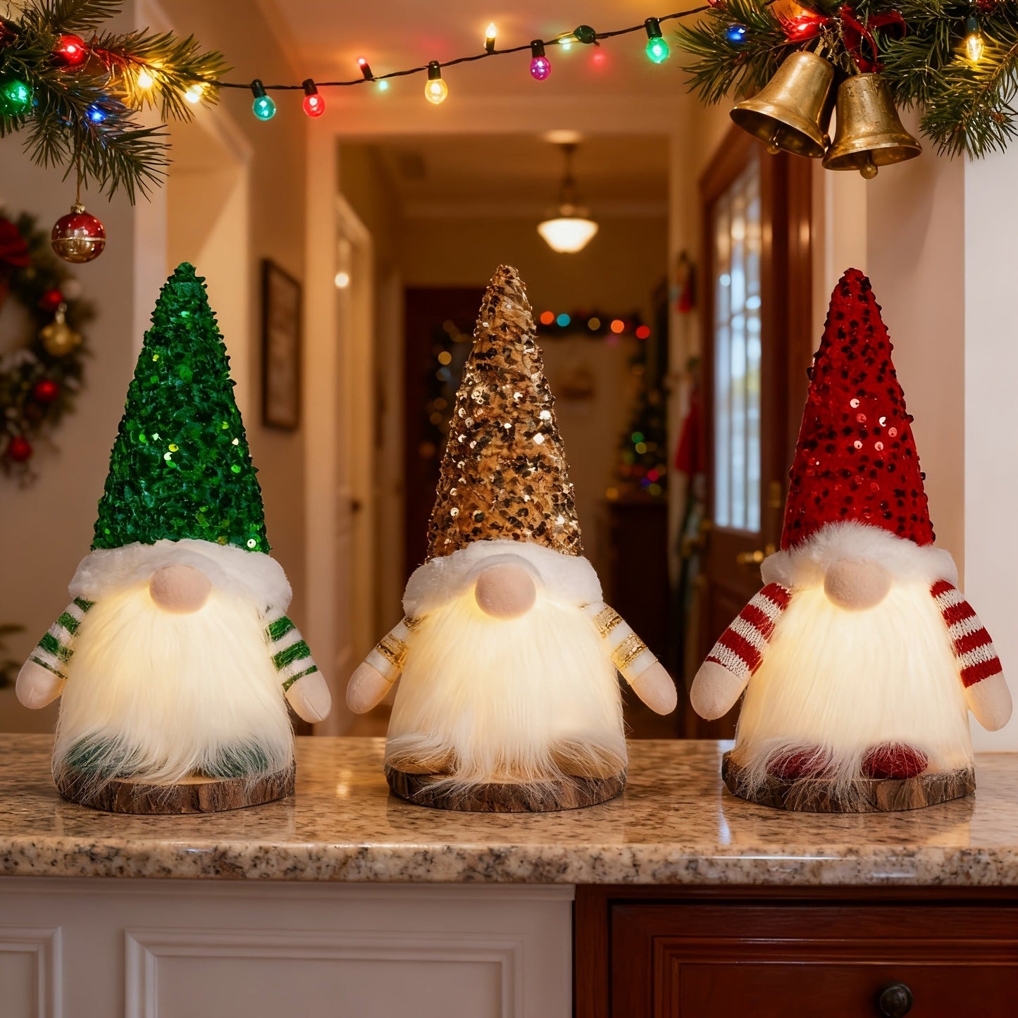 Decorative Figurines Set of 3 Holiday Home Decor Collectible Statues for Living Room Bedroom Office Shelf Christmas Birthday Mothers Fathers