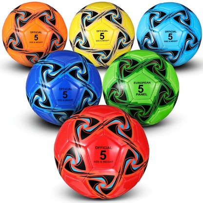 Soccer Balls Bulk 6 Pack Size 5 with Pump Official Size Indoor Outdoor Training Match Practice Game Balls for Kids Adults School Team