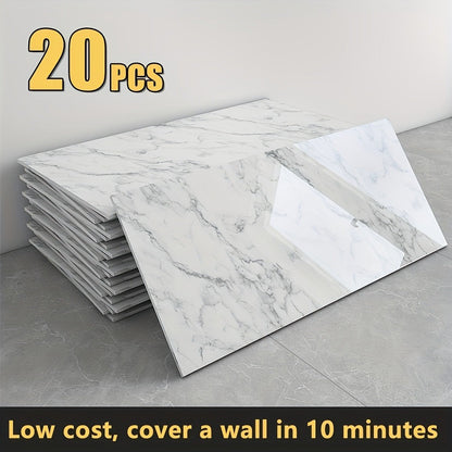 Peel and Stick Wall Panels Marble Pattern Self-Adhesive PVC Wall Tiles Backsplash Stickers for Entryways, Bedrooms and Living Spaces
