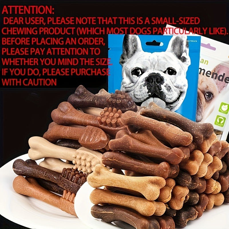 Dog Teeth Grinding Chew Sticks 50pcs – Dental Cleaning Toy & Training Reward for Small Dogs, Corn Starch & Chicken Liver Flavor