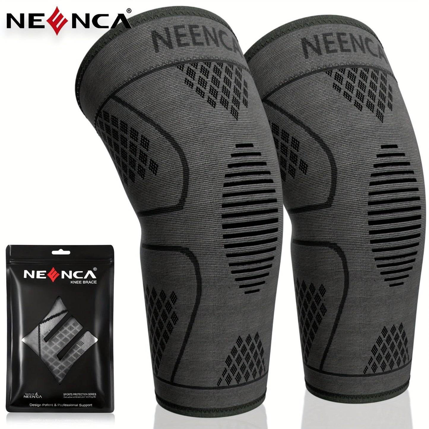 Compression Knee Sleeve 2 Pack for Men Women Breathable Non-Slip Silicone Strip Knee Support High Elasticity Running Exercise High Intensity