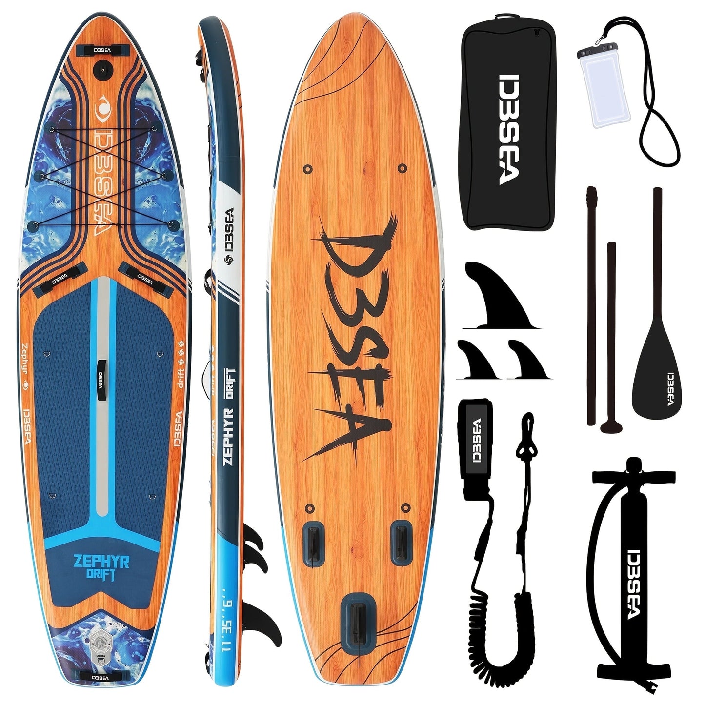 Wide Inflatable SUP Board 11ft x 32'' Extra Wide Stand Up Paddle Board for Youth Adults with Backpack Dry Bag Paddle Leash Hand Pump Fins