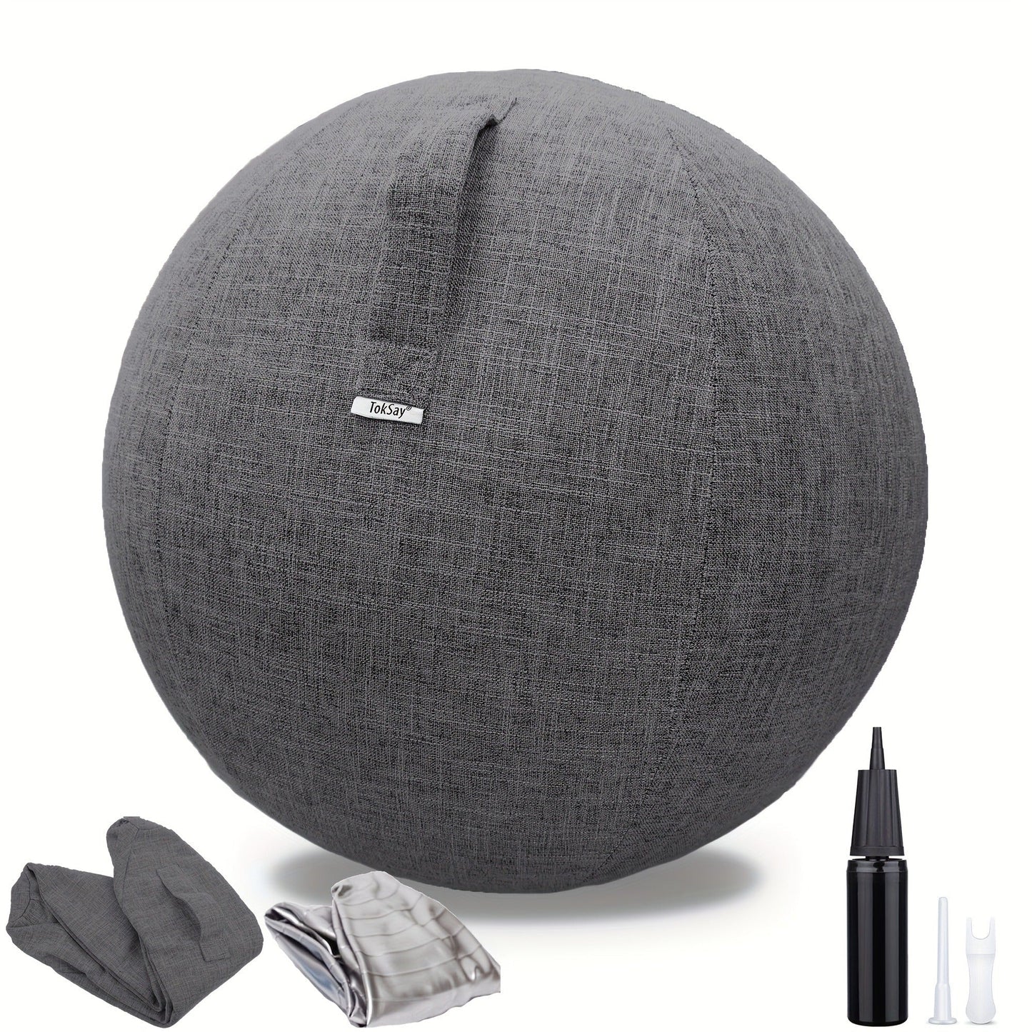 Fitness Equipment 65cm Exercise Ball with Fitted Fabric Cover Carry Handle Pump and Two Colors