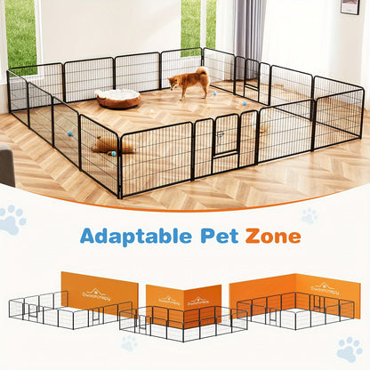 Pet Playpen Exercise Pen for Dogs 8 or 16 Panel Modular Indoor Outdoor Dog Fence – 24 32 40 Inch Height Options for Small Medium Large Dogs