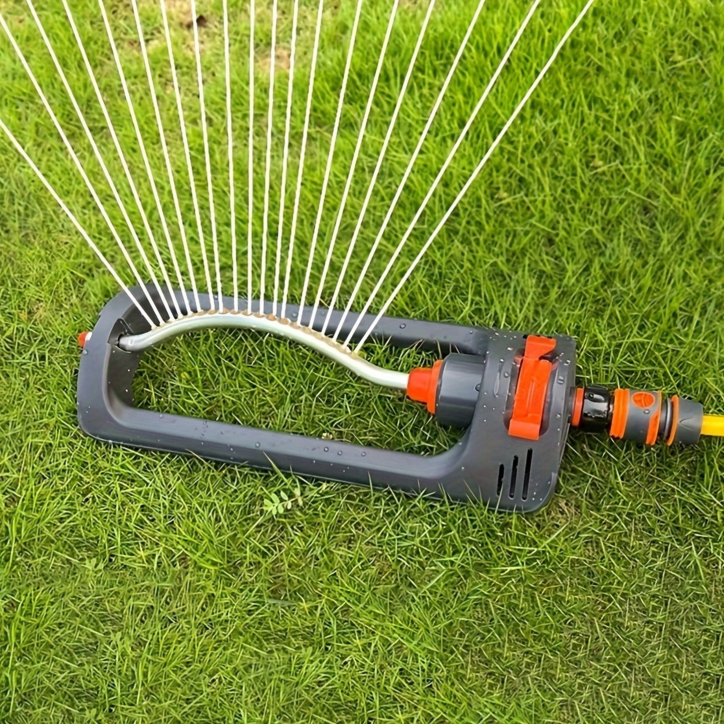Oscillating Garden Sprinkler, 19-Hole Adjustable Swing Sprinkler with Universal Connector, No Battery Required