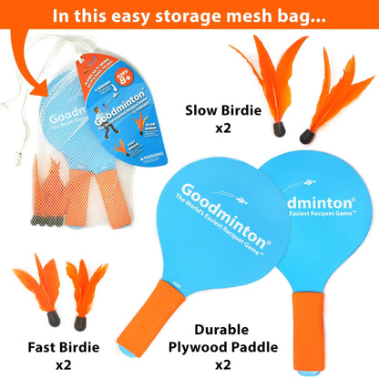 Goodminton Racquet Game Set | World's Easiest Indoor Outdoor Paddle Game for Kids, Adults & All Ages – 2 Racquets