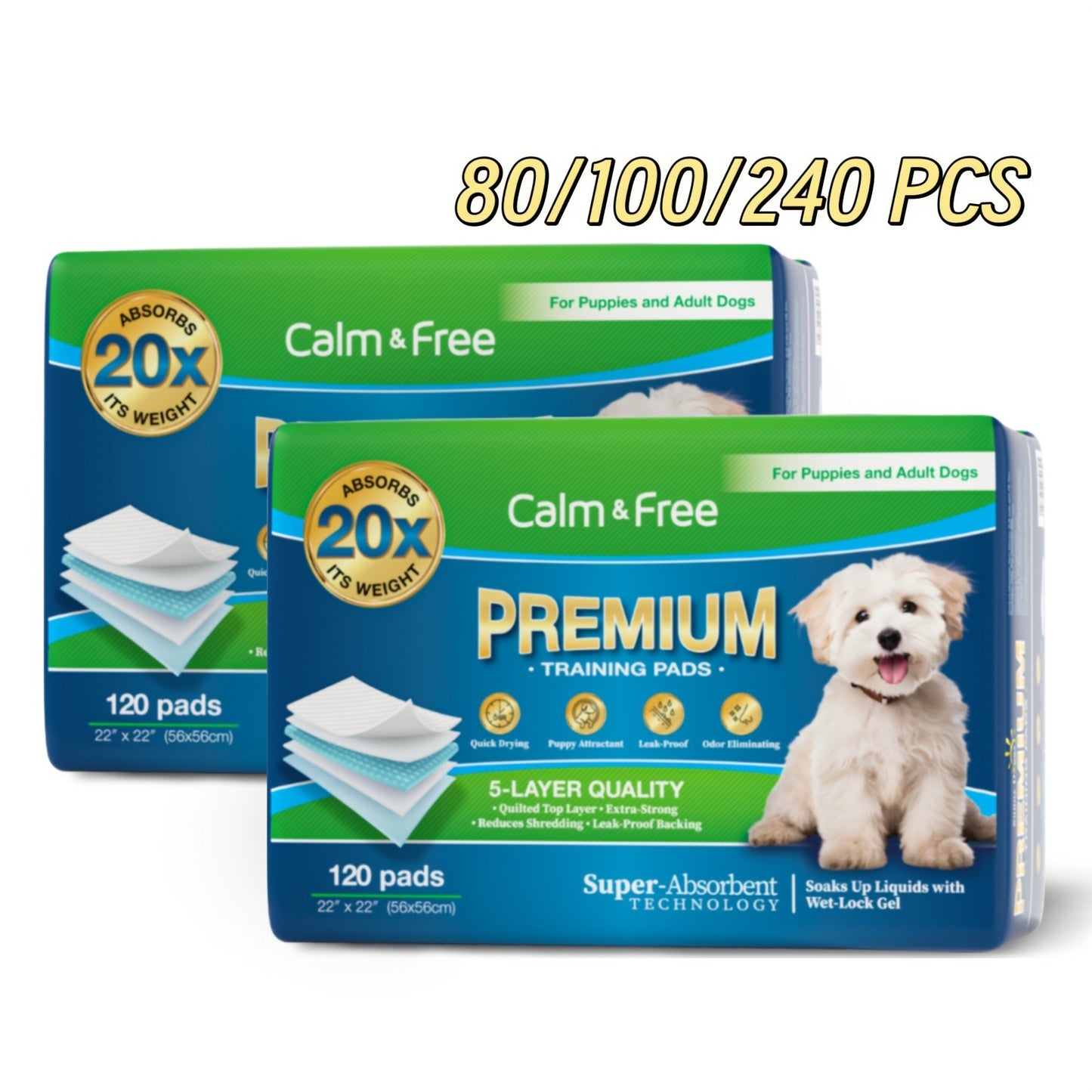 Disposable Dog Pee Pads for Puppy Training – Super Absorbent Leak-Proof Potty Pads with Odor Control, Housebreaking Training Pads for Dogs