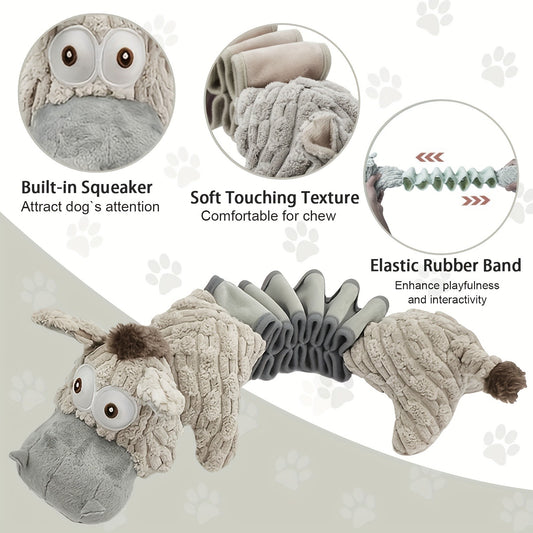 Dog Chew Toy Donkey Plush Squeaky Stretch Toy for Dogs – Durable Soft Stuffed Animal Chew Toy for Small Medium Large Dogs
