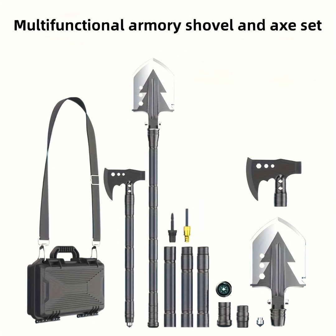 Hand-Forged Camping Axe & Shovel Set Portable Outdoor Tool Kit for Chopping Firewood Hiking Backpacking Gardening Backyard Survival