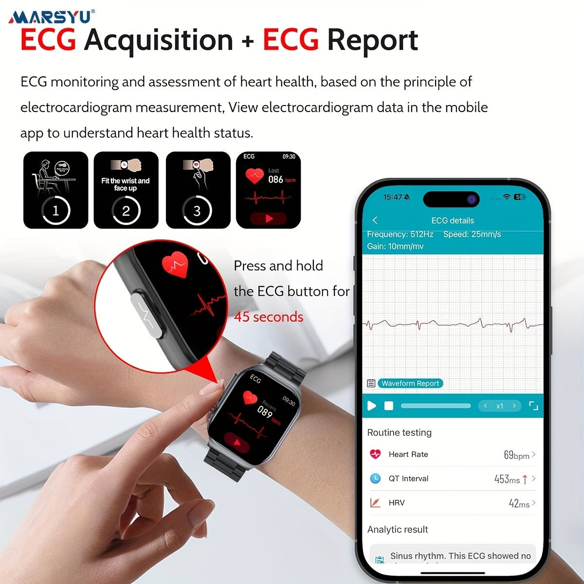 Smart Watch 2.04-Inch AMOLED Display with Bluetooth 5.3 Calling, 530mAh Battery and Six Strap Options